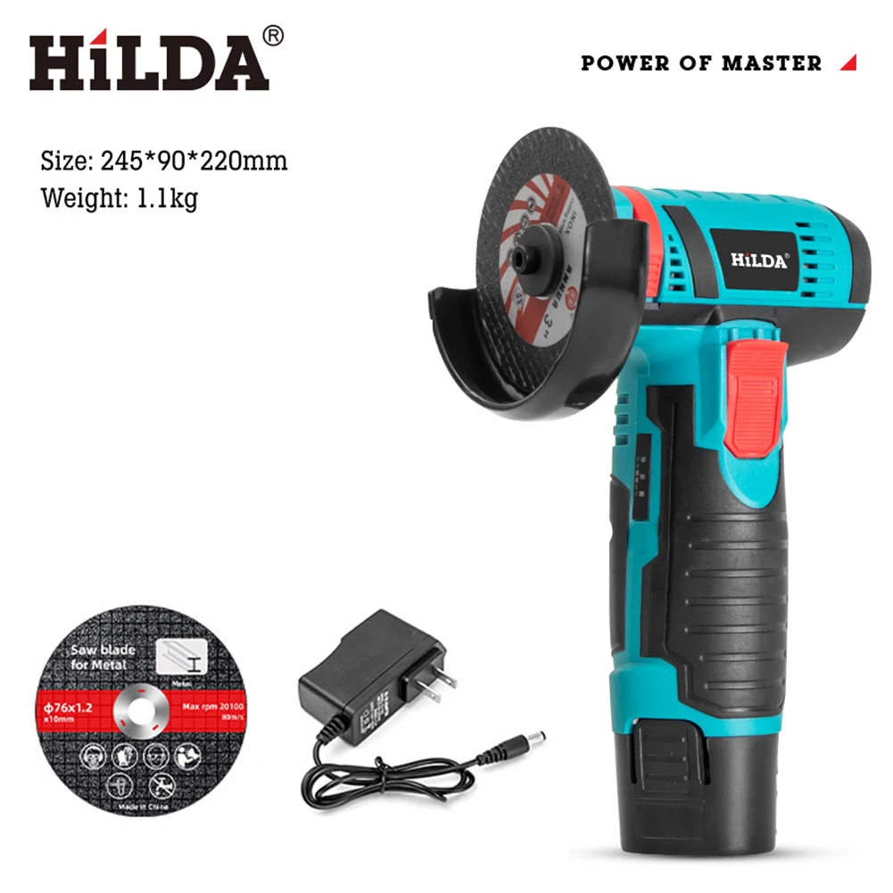 Cordless Polishing Hine 12V 19500Rpm 300W Cut-Off/Angle ddmysmile Grinder 2000Mah Power Grinder Grinding Tool Rechargeable Power Tool Smile