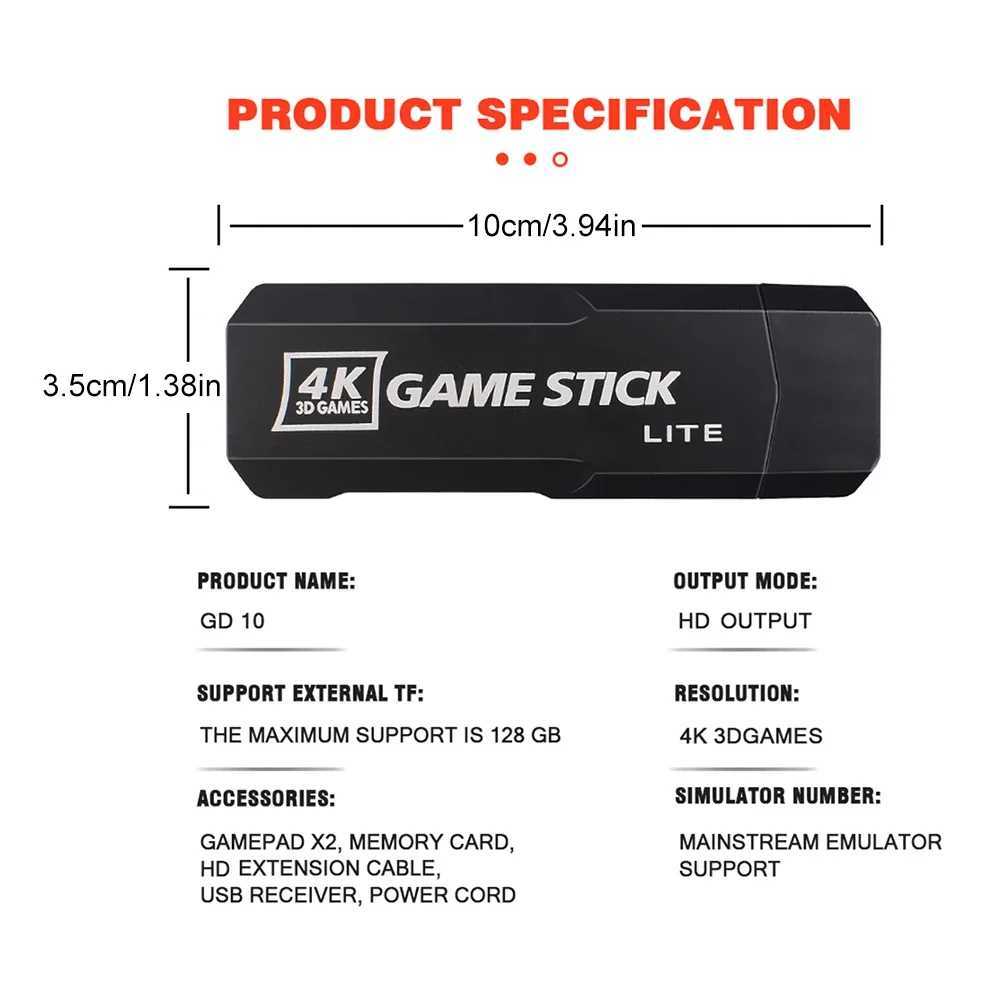 GD10 X2 Plus Gaming Stick 4K HD Retro Video Game Console Wireless Controller 64/128/256GB Built in 58000 Game Port TF Card Y241109