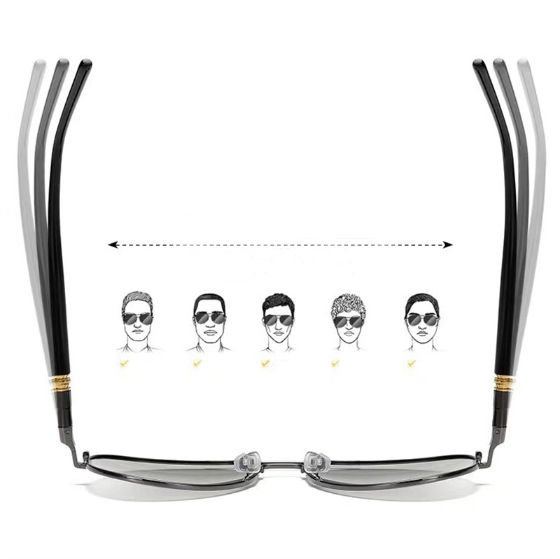 Polarized Sunglasses for Men Photochromic Mirror Night Aviation Metal Frame Black Pilot Retro Sun Glasses Classic Driving Fishing Eyewear 209 CAVALLO 
