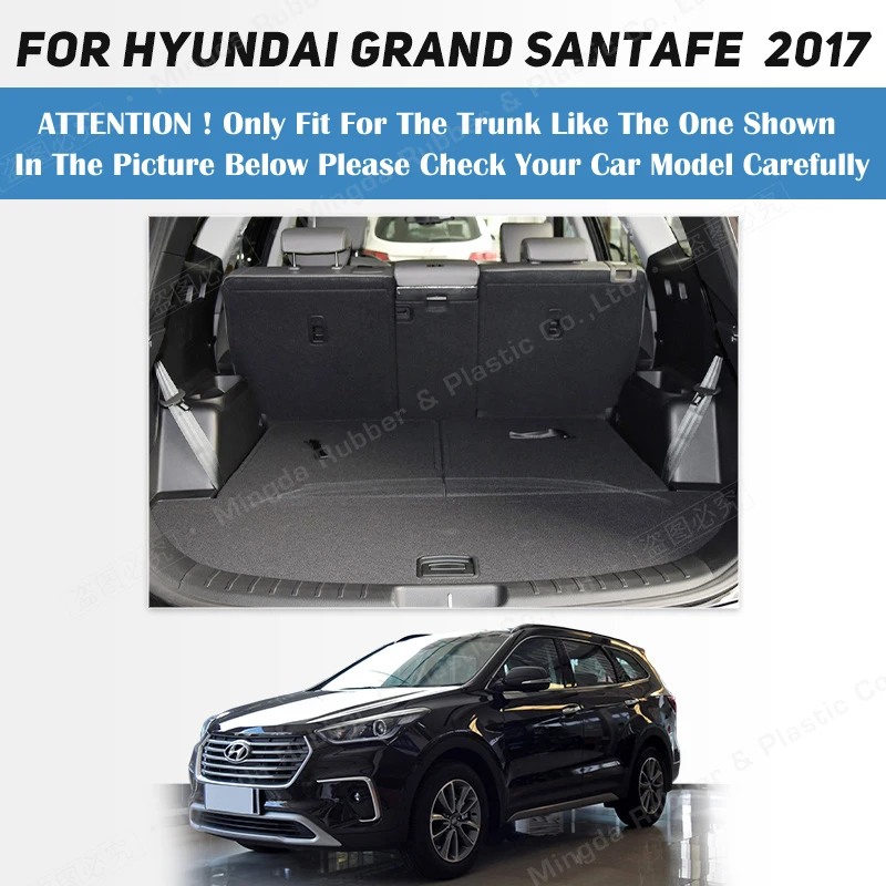 Auto Full Coverage Trunk Mat For Hyundai Santa Fe 7-Seat SUV 2017 Car Boot Cover Pad Interior Protector Accessories