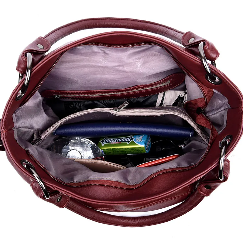 Bag ddmysmile Top-Handle High-End Leather Casual Tote Large Capacity Woman Bags Designer Handbag Purses Brand Shoulder Sac A Main Smile