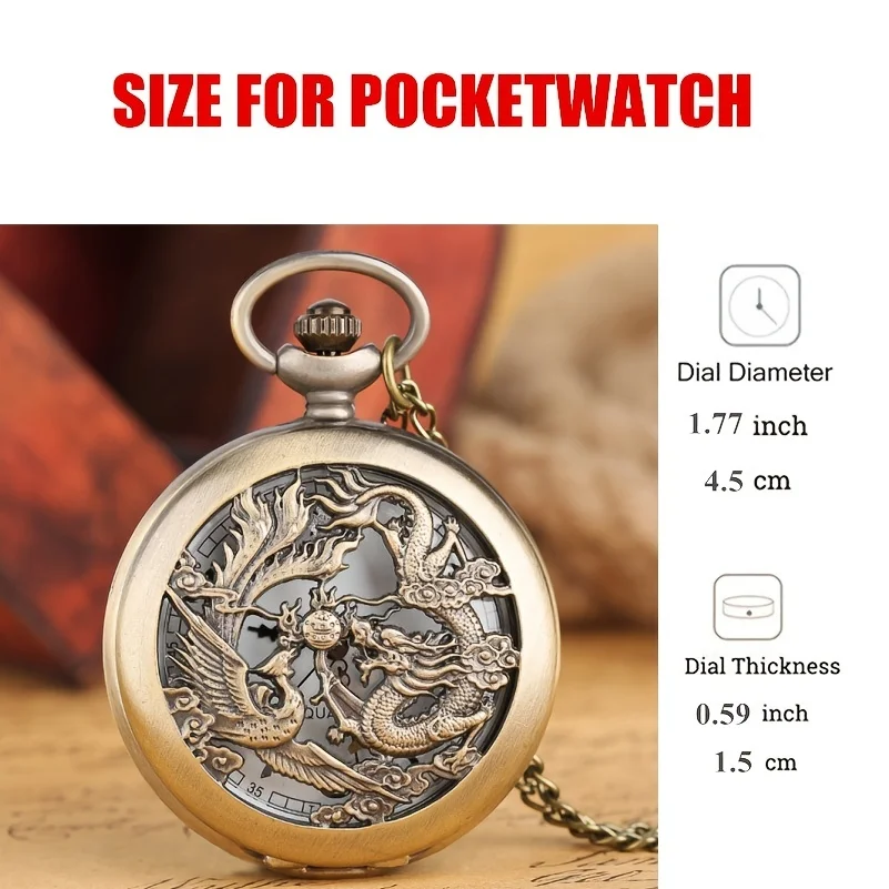 Retro Playing Double Dragons with Beads Quartz Pocket Watch With Necklace Chain Gift for Male Women Chronograph Hombre Relojes smile