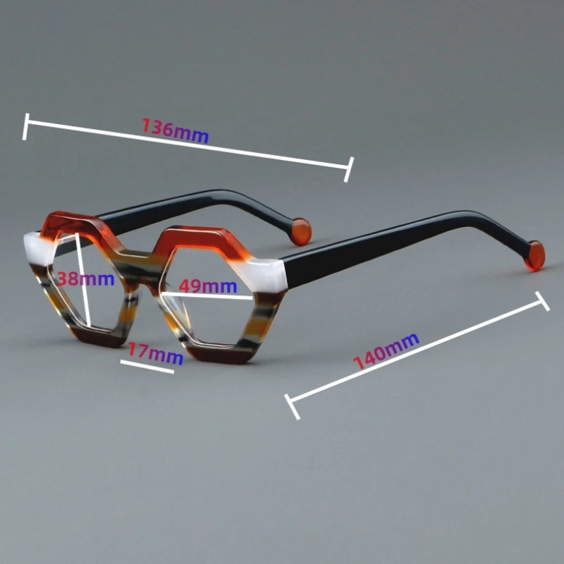 MCYFC Acetate+Metal Material Glasses Frame for Women Men Retro Custome Eyeglasses Irregular 4 Color Multicolour Glasses Frames