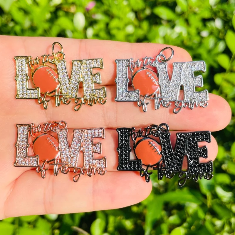 5pcs American Football FOR THE LOVE OF THE GAME Word Charms Pendants for Women Bracelet Necklace Making Girl Jewelry Accessories