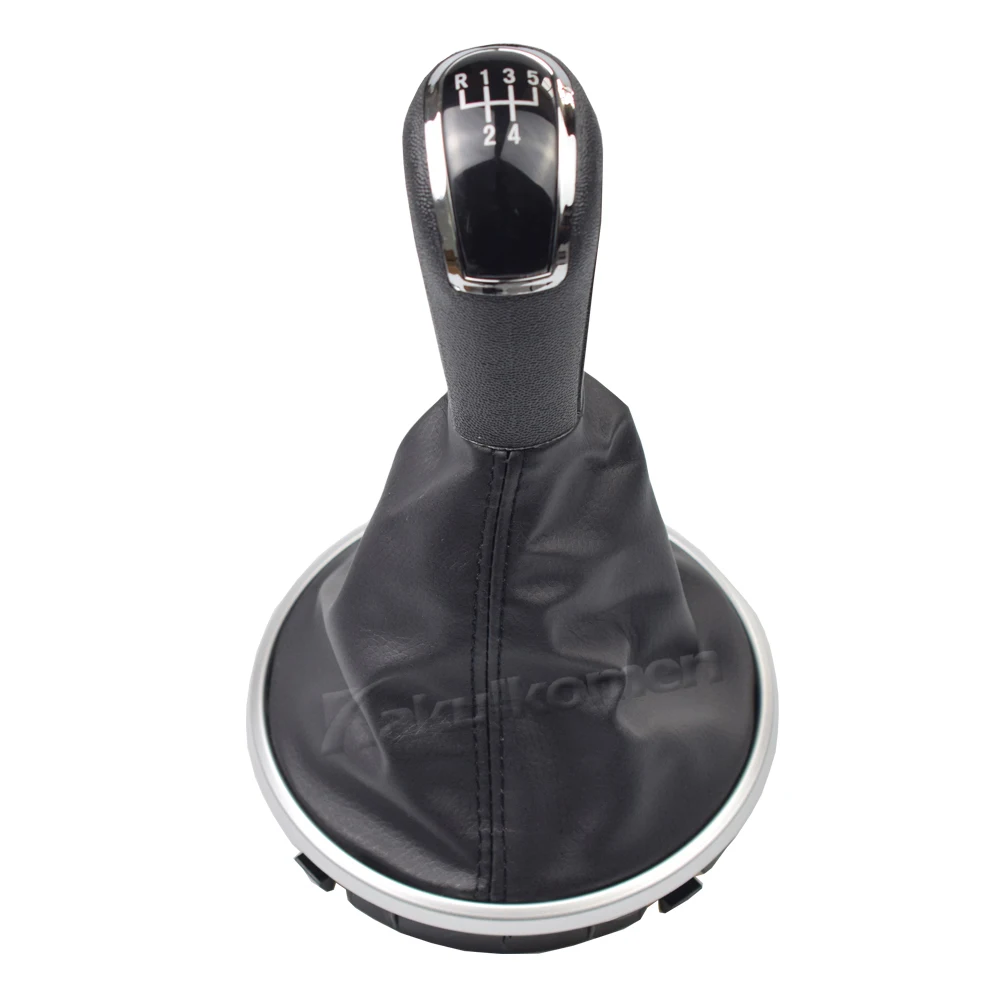 Skoda 2 For Fabia 2007 2008 2009 2010/Roomster 2006-2010 New 5 Speed Gear Shift Knob With Leather Gaiter Boot Cover smile