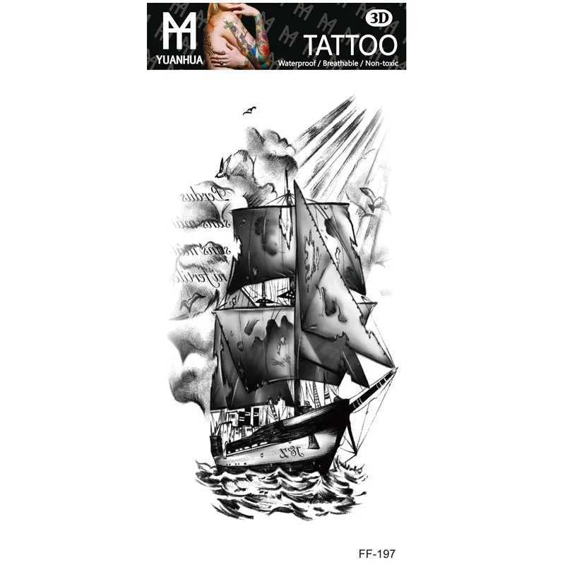 Size 208x95mm New Waterproof Animal Terrifying Temporary Tattoo Tiger Head Totem Tattoo Sticker W241109