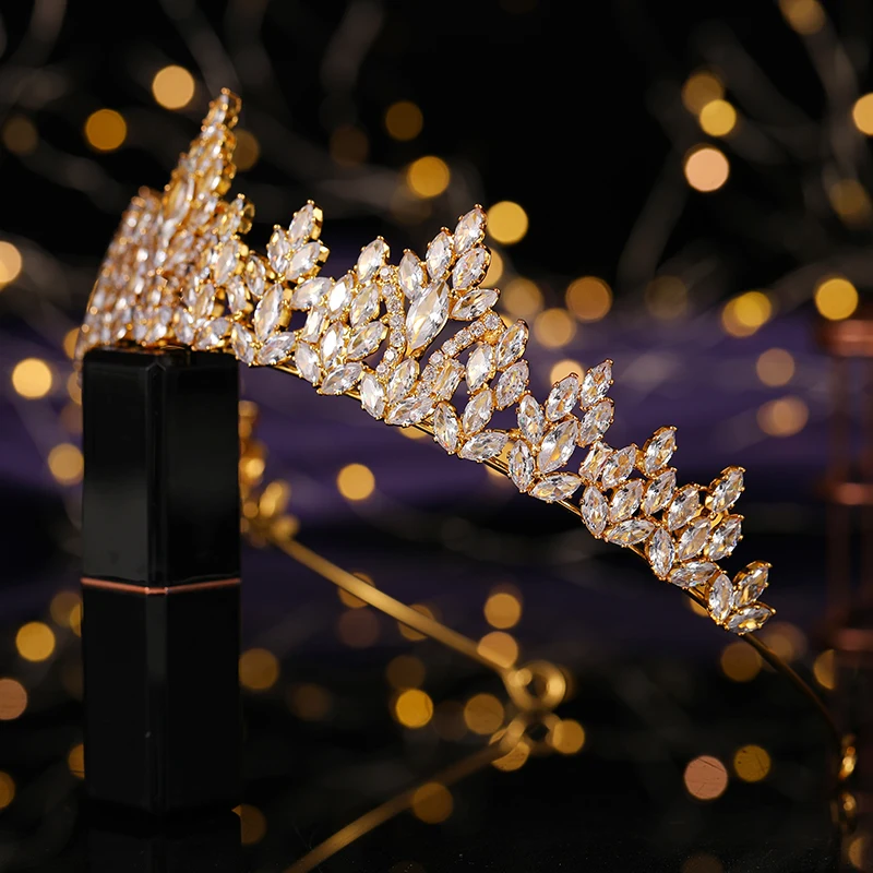 European Crown HADIYANA Wedding Crowns for Women Cubic Zirconia Big Headpieces Hair Accessories BCY6001 smile