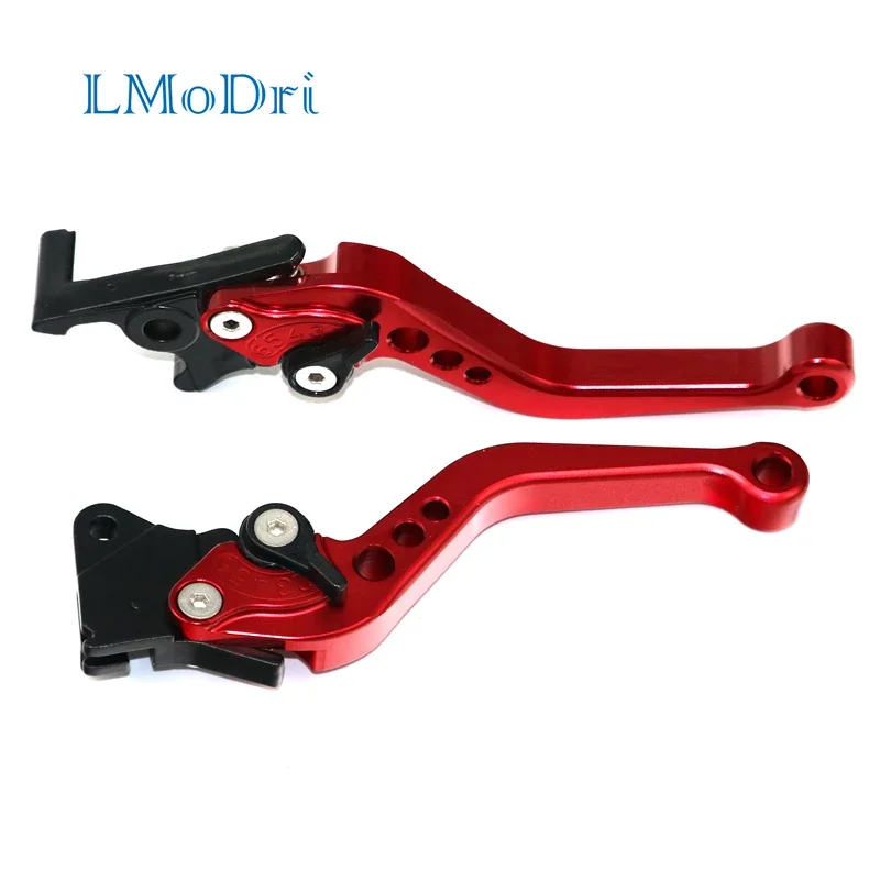 Motorcycle Modified Moped LMoDri Accessories GY6 Brake Lever Adjustable CNC Disc/Drum Hand Brake-horns Red 2pieces/1pair smile -horns