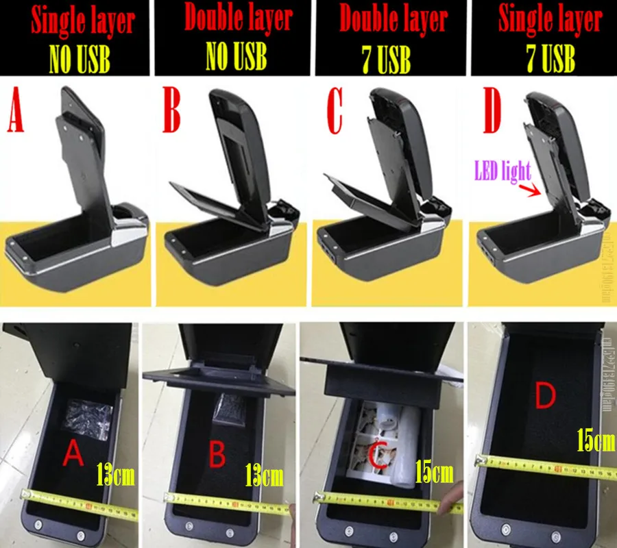 For Opel corsa armrest box central Store content Storage box with USB LED interface 2020