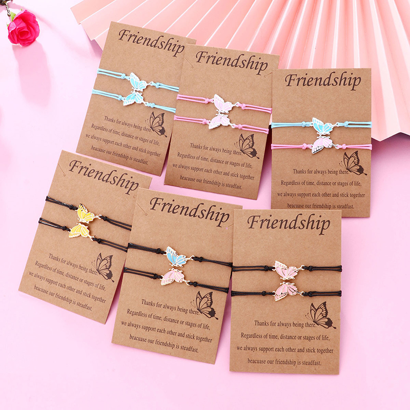 Friend Butterfly Best Friendship Bracelet for 2 Girls Gold Sier Color BFF Matching Butterfly Wings Long Distance Bracelet Gift smile