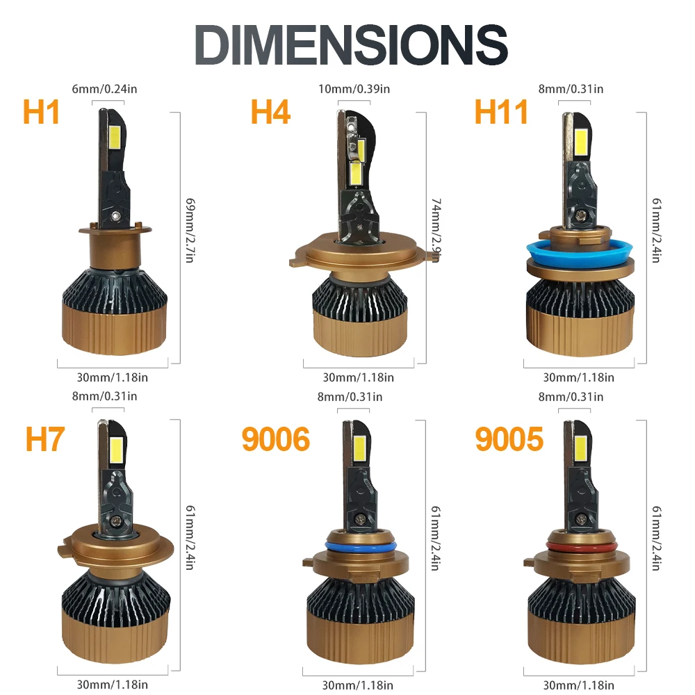TEENRAM 40000LM LED Headlight 220W CSP Chip H1 H7 H11 9005 9006 Hi-Lo Beam Lamp H4 All-in-one Car Turbo Light Kit 12V 24V