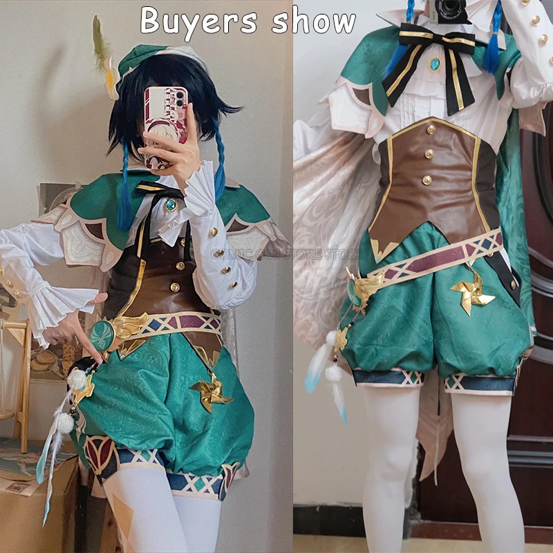 Cosplay Genshin Venti Impact Windy Lovely Uniform Costume Party For ddmysmile Women Outfit Genshin Impact Venti Wig Shoes Full Set Smile