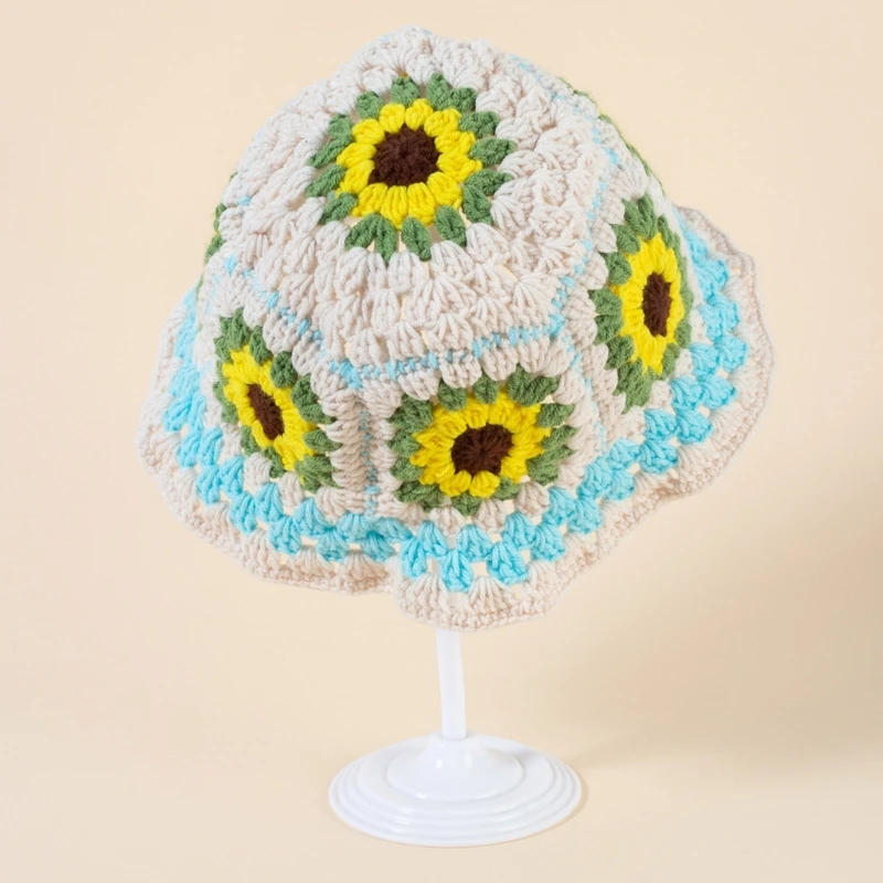 Bucket Crochet Traveling Hat Flower Fisherman Hat for Teenagers Outdoor Sports smile