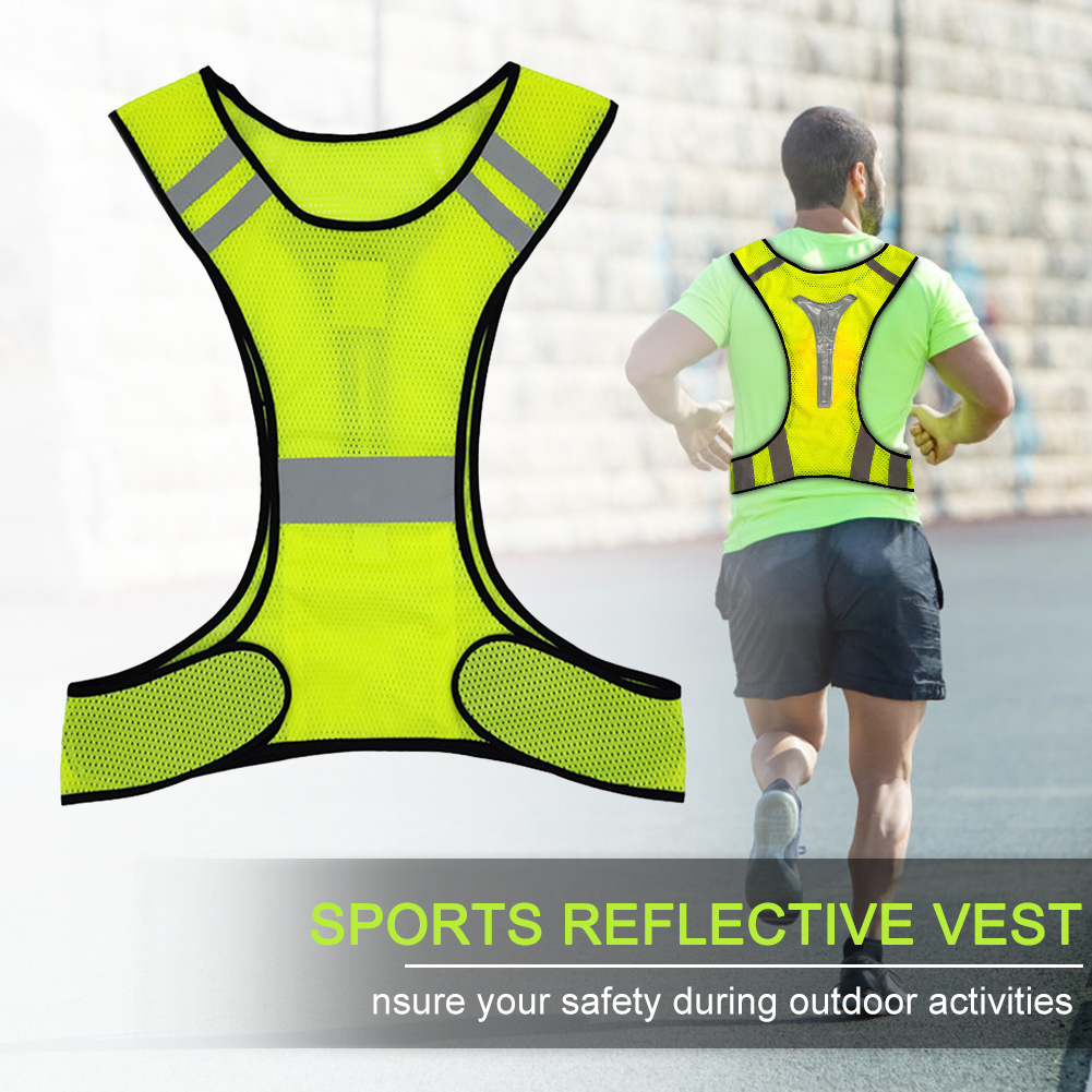 High Visibility Running Vest Breathable Night Work Safety Vest Lightweight Adjustable for Men Women Outdoor Night Riding