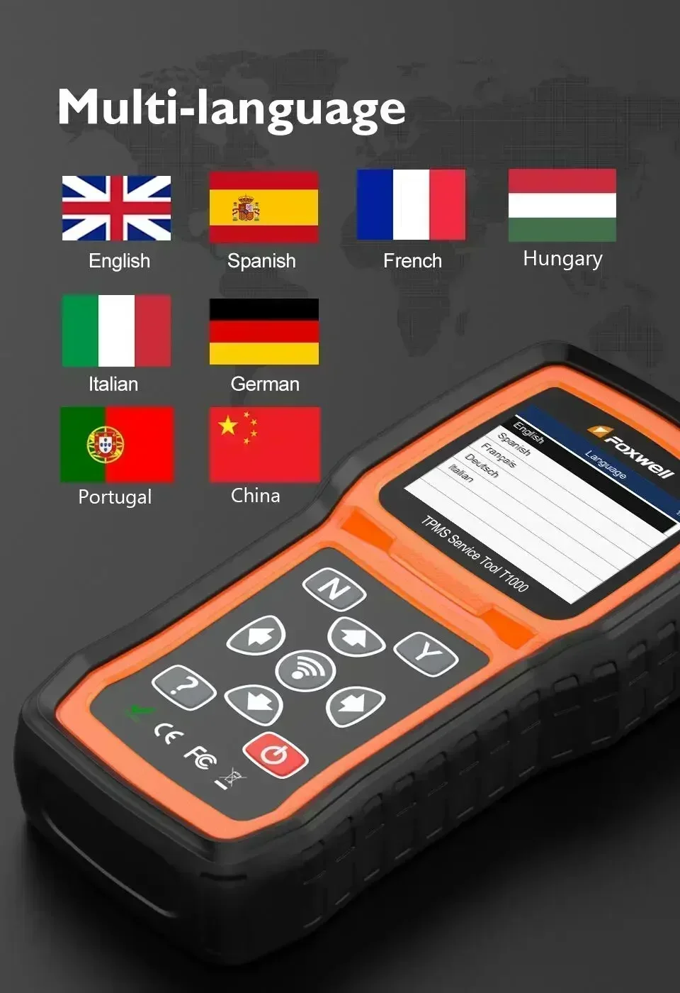 Foxwell T1000 FOB Tire Pressure 2025 Monitoring System Auto new Tester DetectorTPMS Tool TPMS Sensors Programming Activate Check RF Key
