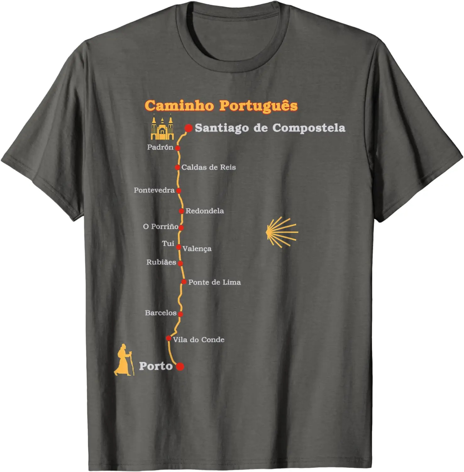 Route Caminho Santiago Camino Portugues TShirt 240409