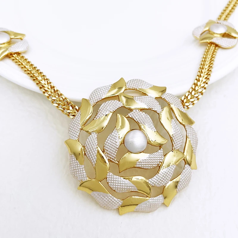 Set Jewelry New Dubai For Women Design Gold Plated Brazil Trending Necklace Earring Bracelet Ring Wedding Party ddmysmile Gift Smile