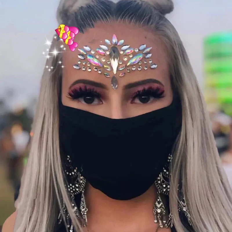 Jewels Face 3D Dia Tattoo Body Makeup Eyebrow Stickers Shiny Rhinestones Music Festival Decor Self Adhesive DIY Beauty smile
