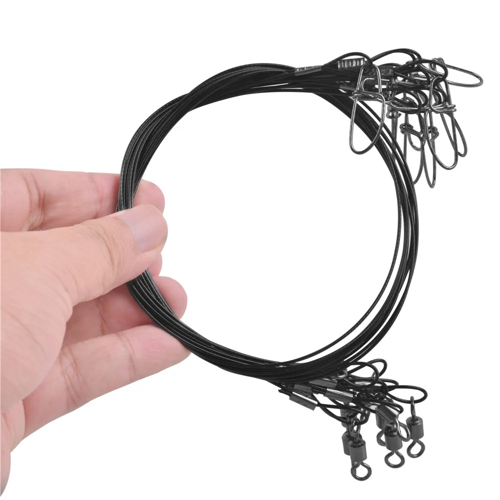50Cm Fishing 20Pcs 150Lb Leaders ddmysmile Saltwater Big Game Steel Fishing Wire Leader Line With Swivels For Fishing Tackle Accessories Smile