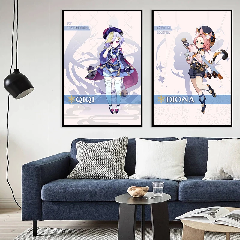Impact Poster Game Genshin Characters Xiao Klee Mona Ganyu Canvas Painting Print Wall Picture Living Room Home Decor Cuadros smile