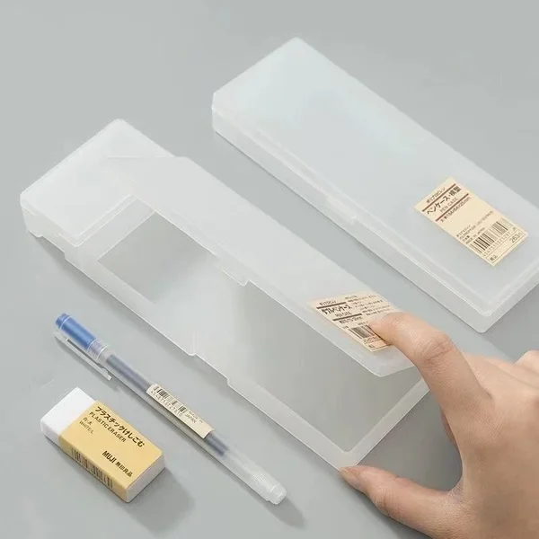 Transparent Pencil Case MUJIs Plastic Storage Box Kawaii Japan Frosted Simple Hard Stationery Office Kid School Student Gift