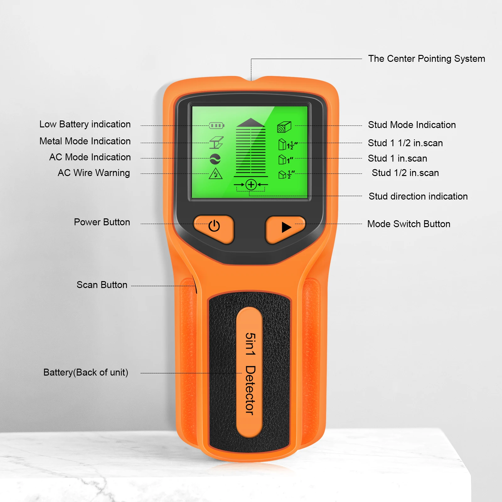 High-end Professional Gold All Metal Detector Cable Hidden Wiring Stud Voltage Live Wire Finder Waterproof Handheld Wall Scanner
