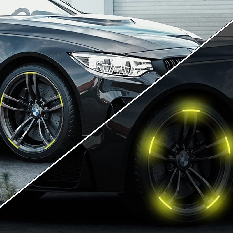 Car Motorcycle Wheel 20Pcs Hub Reflective Stickers Cars Decorative Stripe Tape Stickers Car Decal Auto Exterior Accessories smile