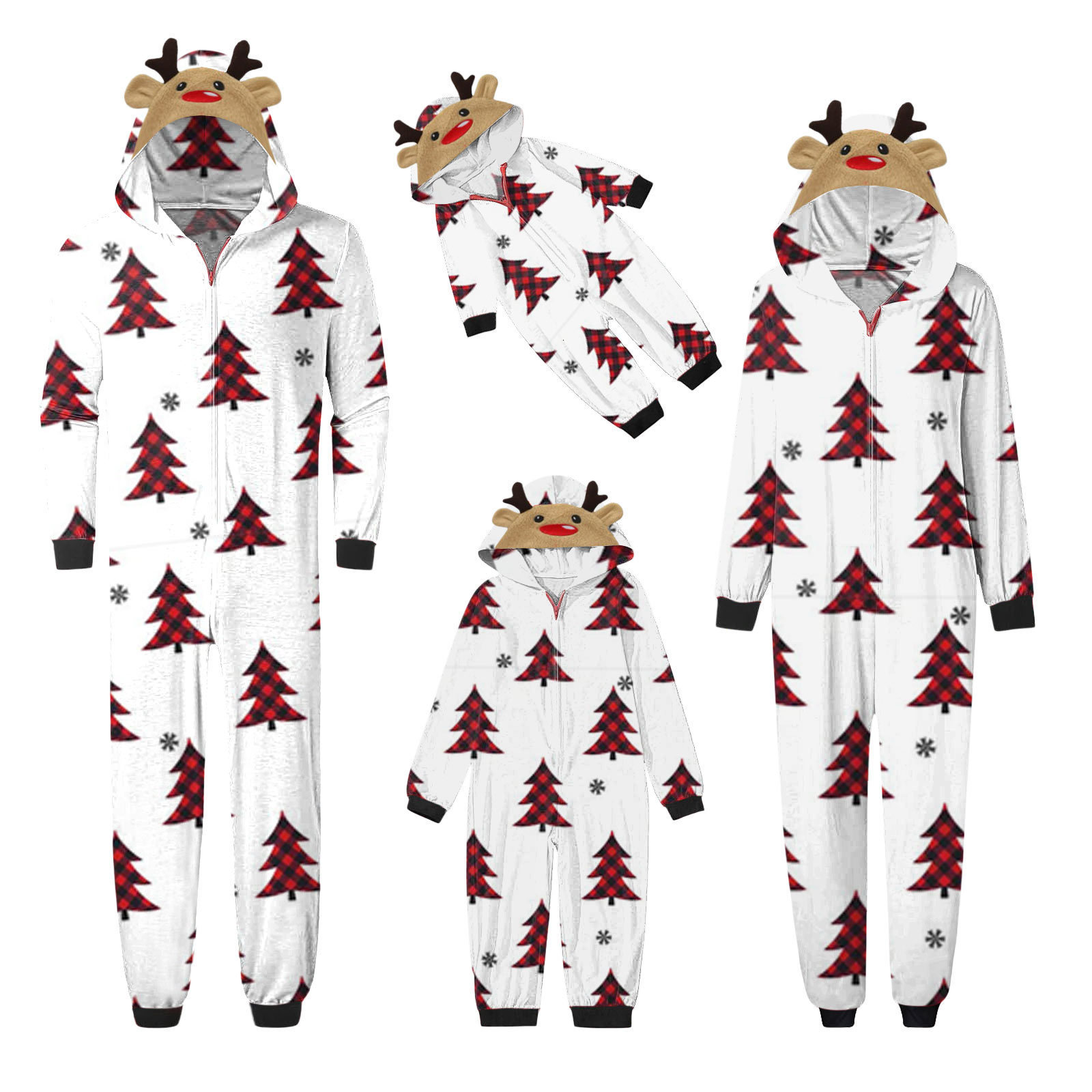 18 color hooded zipper rabbit ear parent-child outfit jumpsuit family outfit home outfit 241017
