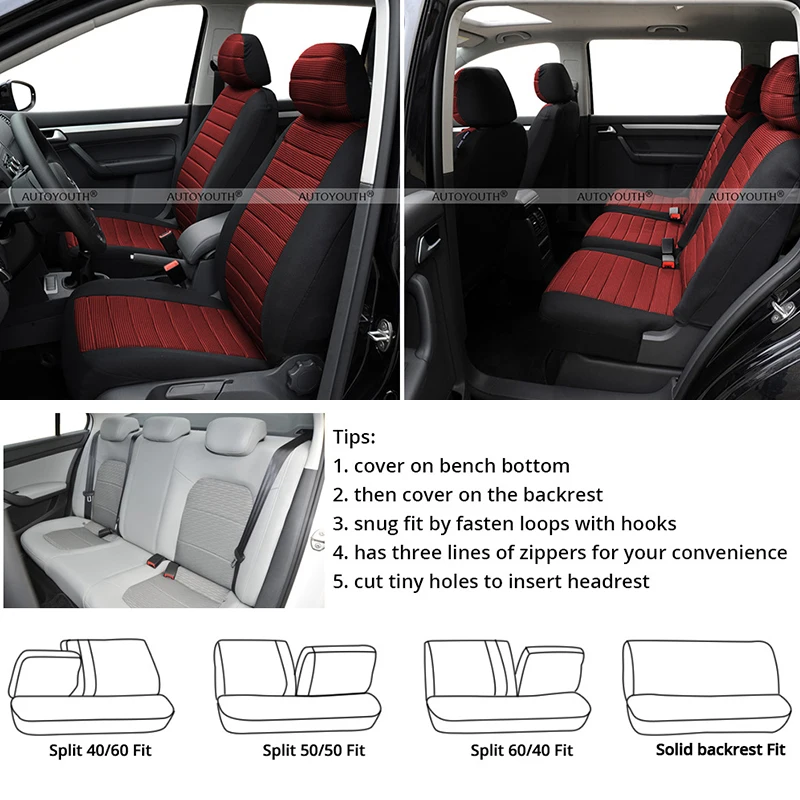 Car Seat Universal Full Cover Styling Car Seat Protector Design Airbag and Rear Split Bench Compatible Covers For NISSAN KIA-RIO smile