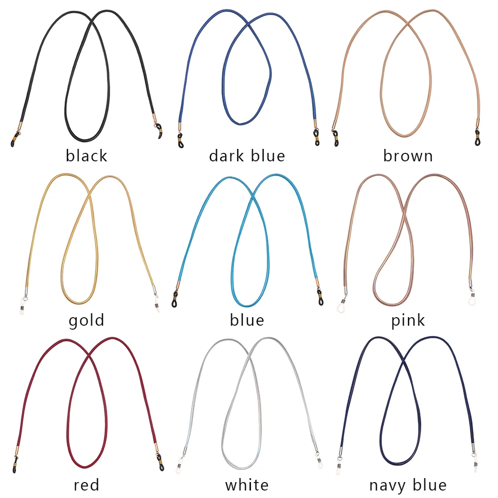 Leather 1Pc Thick PU Unisex Glasses Lanyard Sport Eyeglasses ddmysmile Chain Non-Slip Glasses Rope Anti-Slip Cord Holder Glasses Accessory Smile