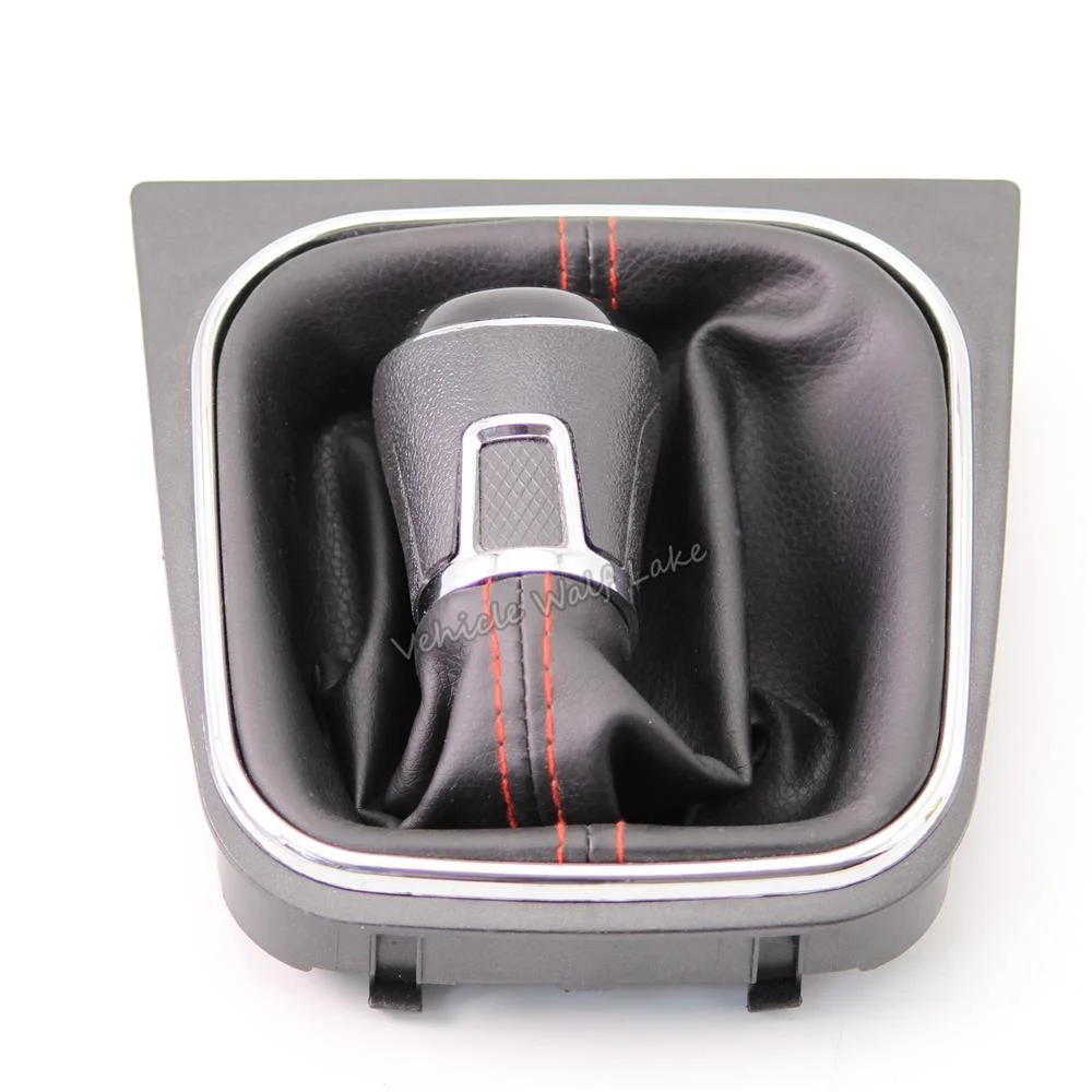 5 For VW Golf 6 Golf A5 5 Golf A6 6 R32 GTD GTI 2004-2013 Car 5 Speed 6 Speed Gear Stick Level Shift Knob With Leather Boot smile