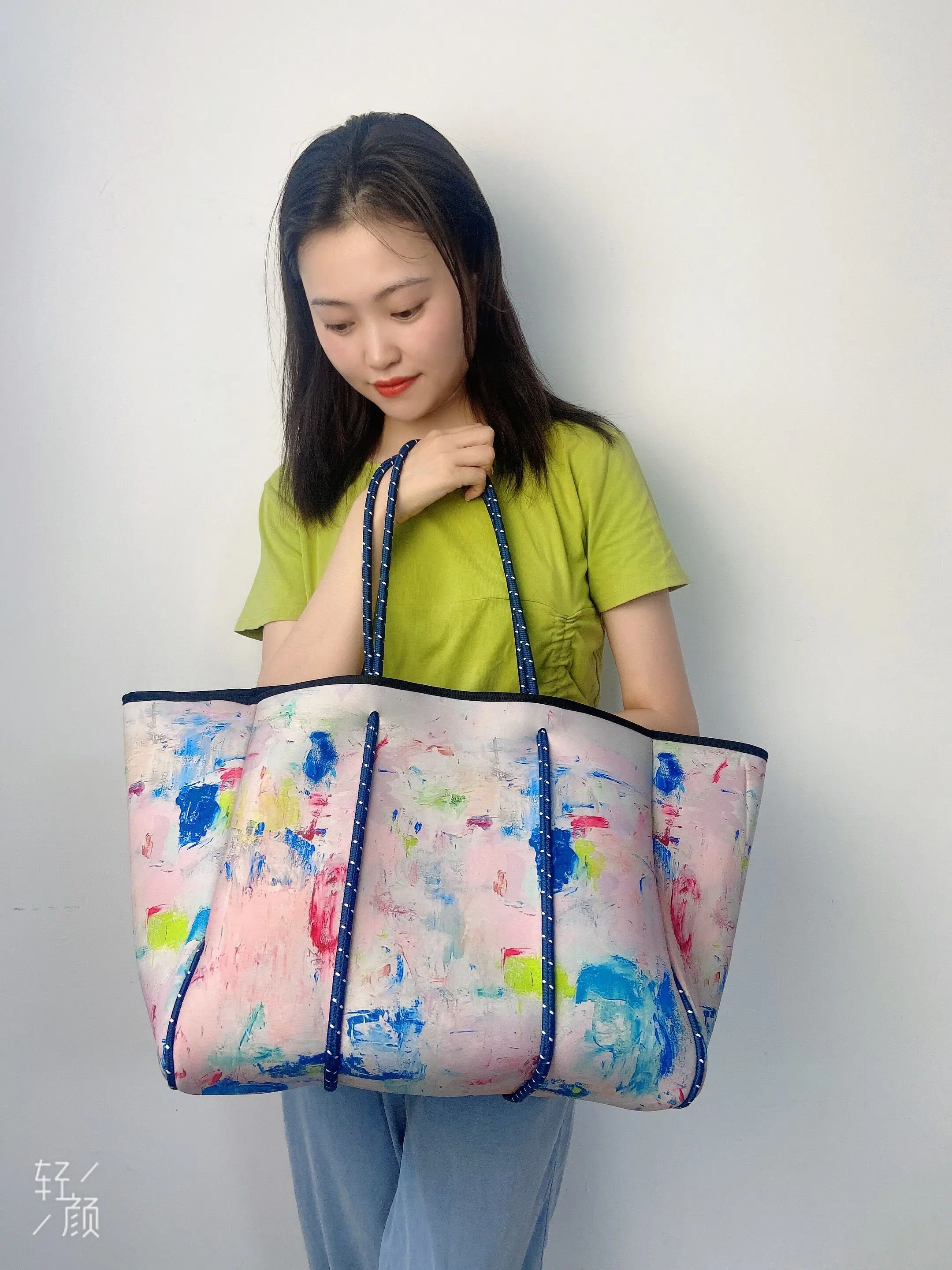 Frauen Handtasche Wasserdichte Mehrzweck Neopren Strand Tasche Tote Mit Beweglichen Bord einkaufstasche smile