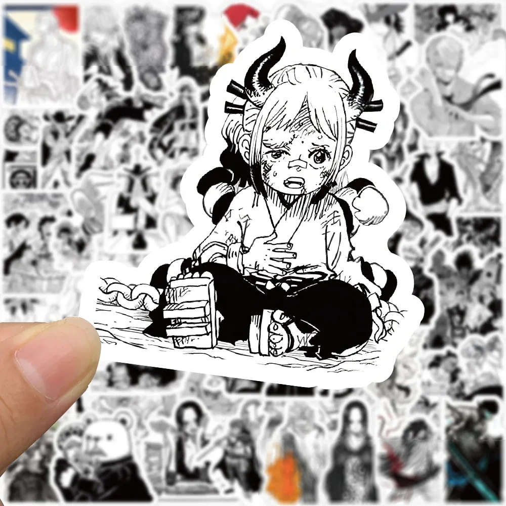 White One Black 10/30/50/100Pcs Piece Luffy Stickers For Laptop Skateboard ddmysmile Motorcycle Stationery Cool Anime Decals Sticker Toys Smile
