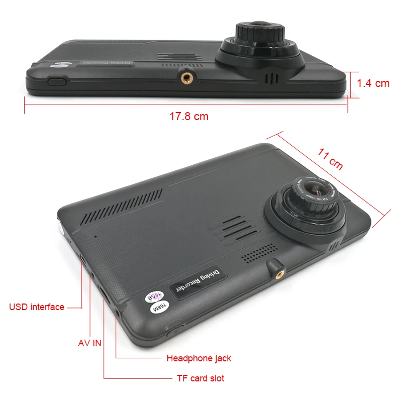 inch Capacitive screen 7 Android car GPS Navigator Quad Core 1G+16GB car DVR dash cameras 1080P recordeer smile 1G+16GB