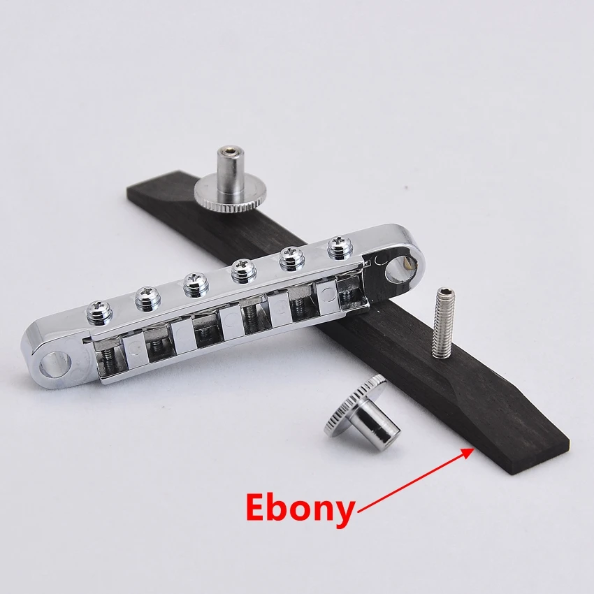 1 Set High Quality Tune-O-Matic Roller Saddle Bridge For LP SG Archtop Jazz Guitar With Ebony Base KR(Origin)