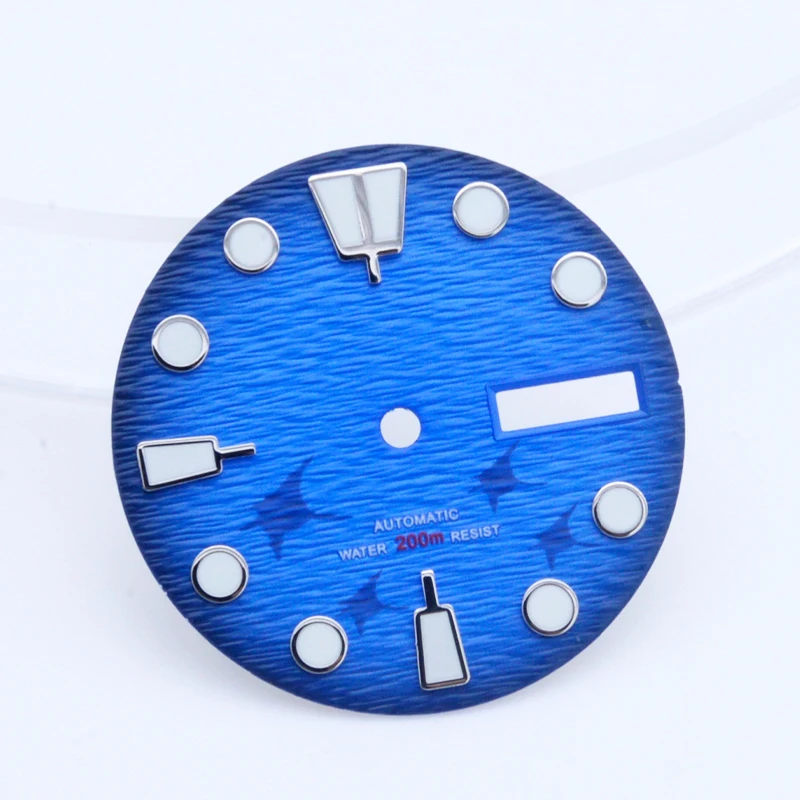 Seiko Blue Dial C3 Green Luminous 28.5mm Watch Dial for NH35 NH36 Movement Fits SKX007 6105 SRPD Tuna Monster Turtle Watch Case