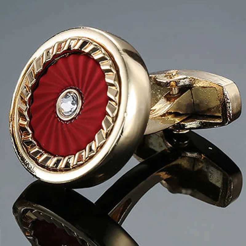 New luxury design hand woven round zircon crystal cufflinks for high-end mens French shirt cufflinks W241109