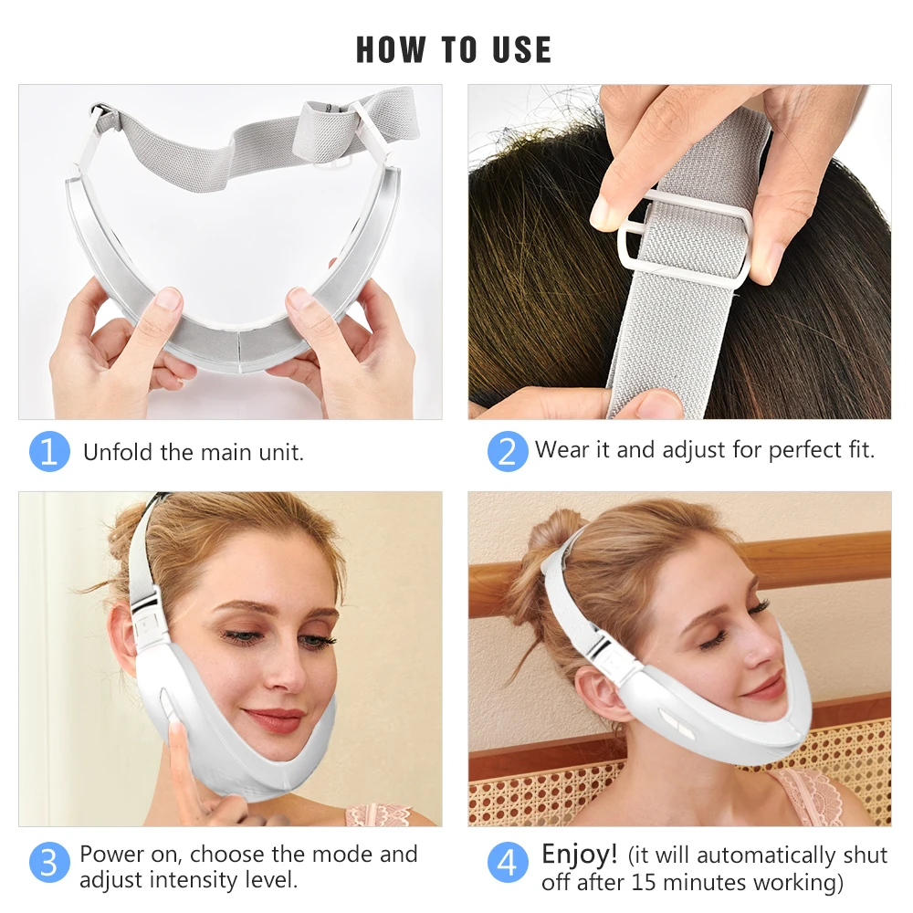 Massager Devices Face Lift Bandage Double Chin Remover Microcurrents LED Therapy Beauty Appliances Wrinkle Face Tapes hine smile