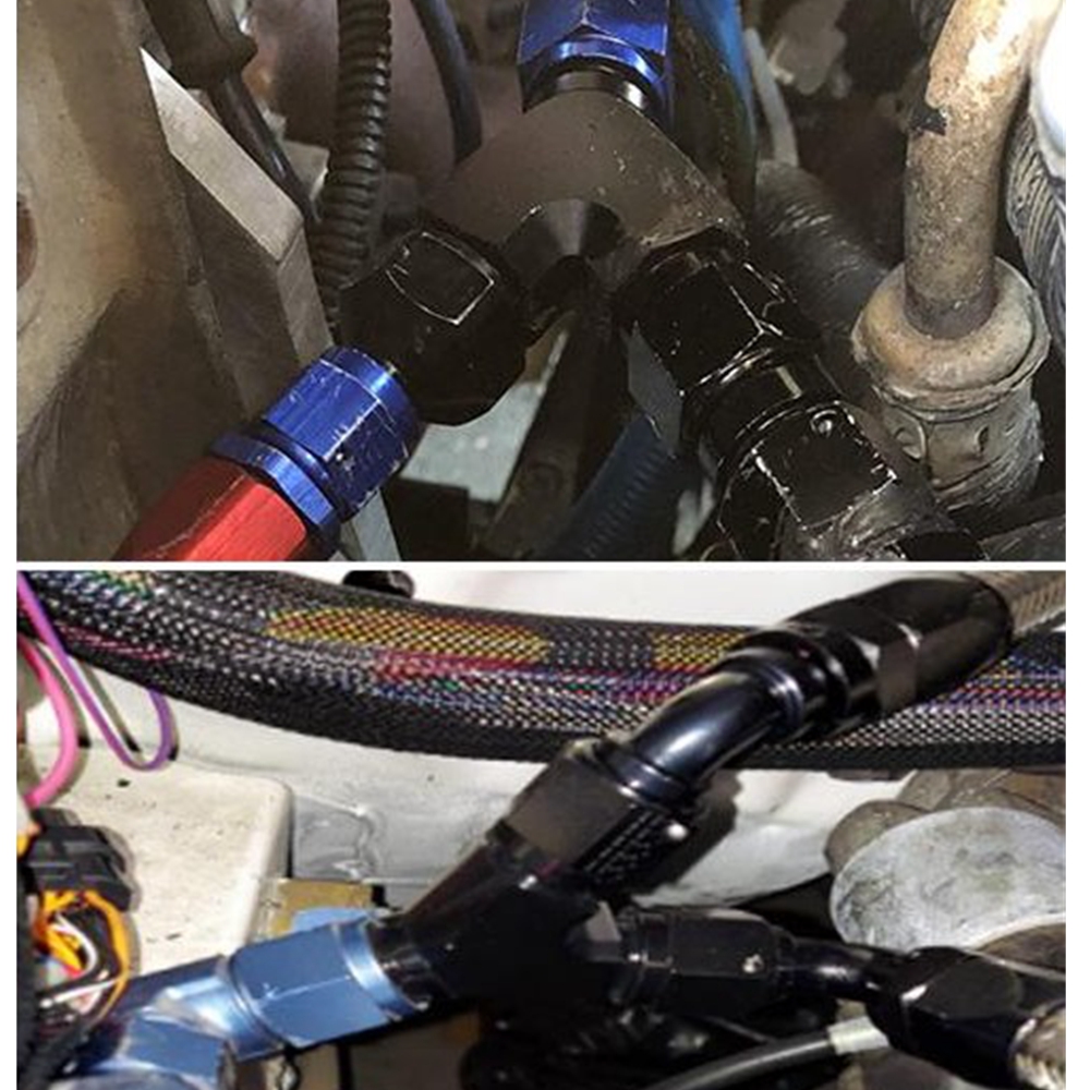 AN4 AN6 AN8 AN10 Universal Y Adapter Block Male Thread Fuel Hose Fitting Adapters Tee oil pipe joint Aluminium Black