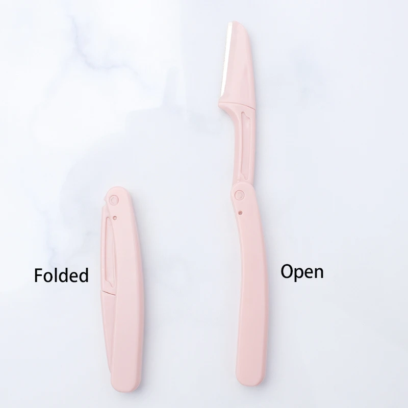 3Pcs Portable Safety Brainbow Eyebrow Trimmer Razor Shaver Eye Brow Shaper Hair Remover Set Facial Hair Remover for Women Makeup smile