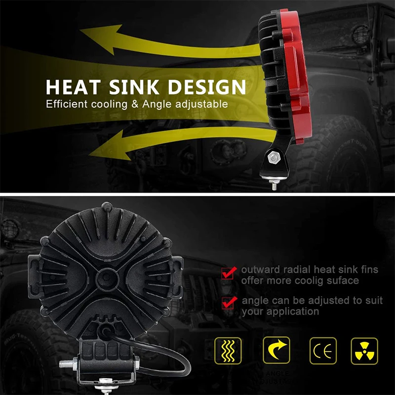 OKEEN 7inch led light bar 51W 4x4 accessories off road Round Spot Headlight Fog Light for Truck Car ATV SUV Waterproof 12V