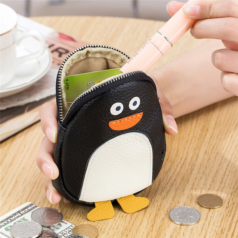 Penguin Leather Women's Cute Wallet New Creative Compartment ddmysmile Coin Purse Mini Clutch Bag Small Handbag Money Bag For Female Smile