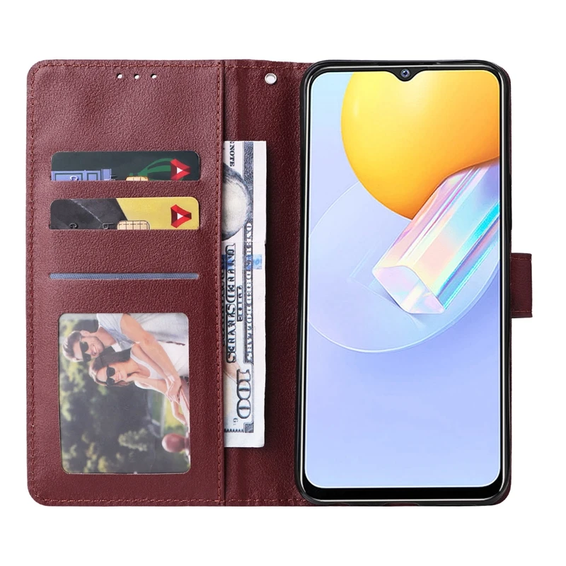 Flip Wallet Frosted Magnetic Leather Case For VIVO S12 V23 Y95 Y91c Y76s Y53 Y50 Y33s Y21s Y20s Y20i Y17 Y15a Y12s Y11 Y10 Y3 smile