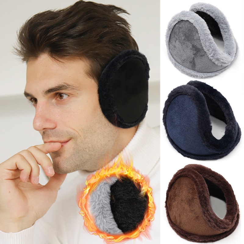 Soft Simple Men Winter Fleece Plush Warmer Earmuff Ear Muffs Cover Earwarmers Outdoor Windproof Wear Unisex Women Solid Earmuffs smile