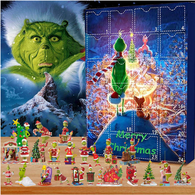 2024 Christmas Count Down Blind Box 2025 New Years Advent Calendar for Kids Adults Gifts Creative Grinch Deer Festival Calendar Blind Box Pendant