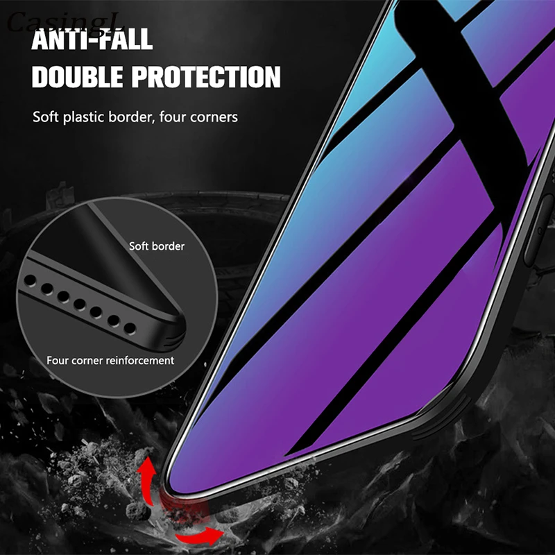 5G V29 For VIVO Case Gradient Rainbow Color Tempered Glass Hard Cover For vivo V29E V29 Pro Lite Shockproof Shell smile