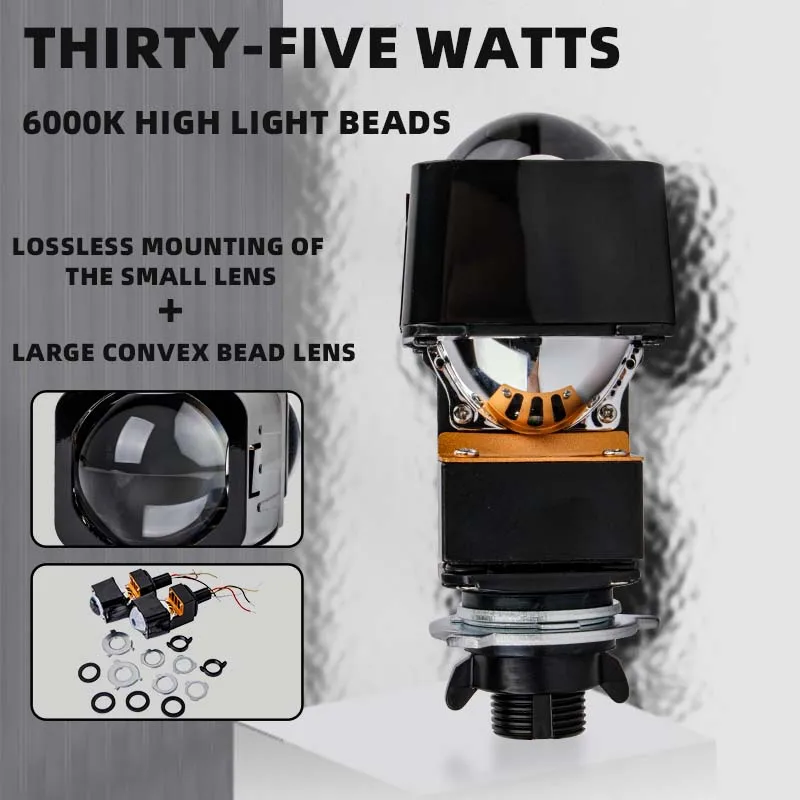 Auto LED Headlights1.5-Inch Matrix Dual Lens Square H4 Projector CSP 6000K Laser Headlight Bulb Universal Lighting Accessories