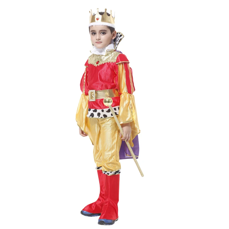The King Purim Halloween Prince With Crown Costume For ddmysmile Boys Girl Kids Children Fantasia Carnival Clothing Sets Smile