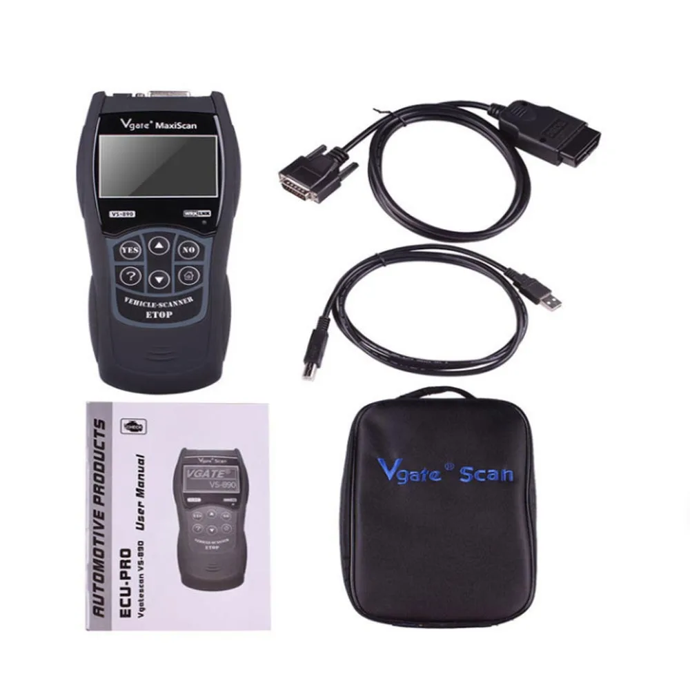 Maxiscan Mini Vgate Vs890s Vs890 Code Reader Scanner Obd2 EOBD CAN OBDII DTC Look-Up ddmysmile Multi-Language LCD Car Diagnostic Tools Smile