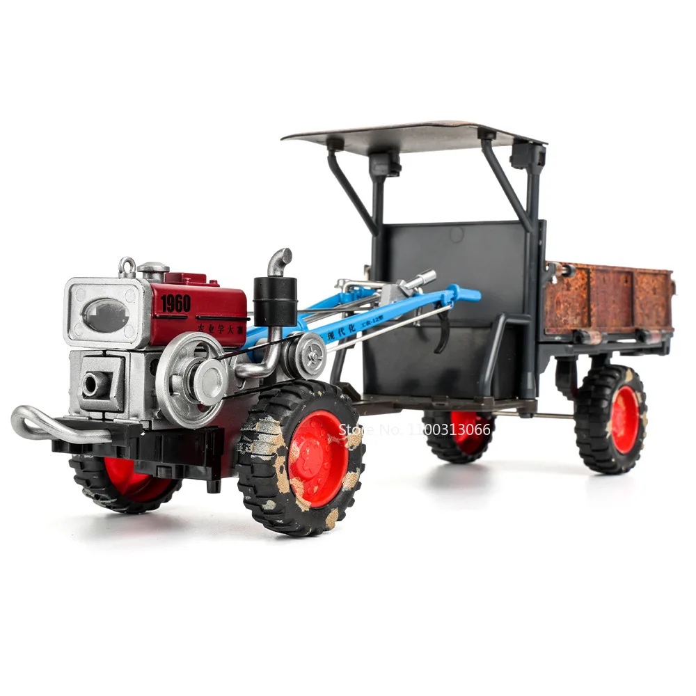 Walking Tractor Car Alloy Toys Model Metal Diecasts Rubber Tire Vehicle Model Retro Vintage Tractor Cars for Boy Birthday Gifts